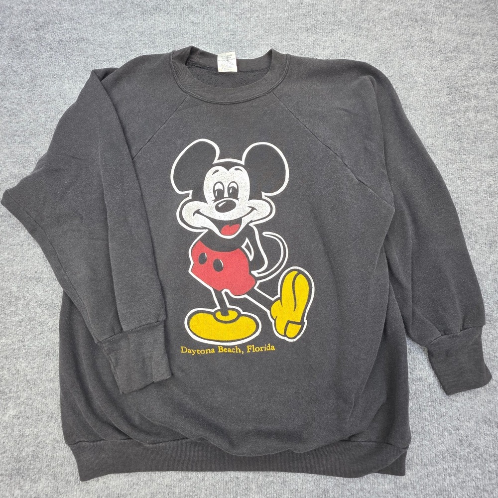 Vintage Mickey Mouse Sweatshirt Men's XL Black Signal Tag Daytona Florida USA
